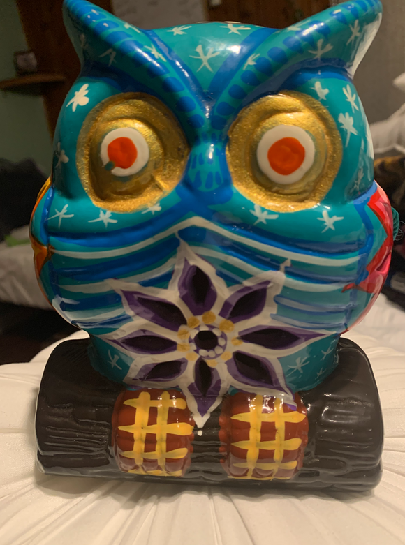 Ceramic Hand-painted Owl tealight holder