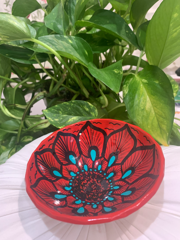Ceramic Hand-painted Trinket Bowl (Red) M
